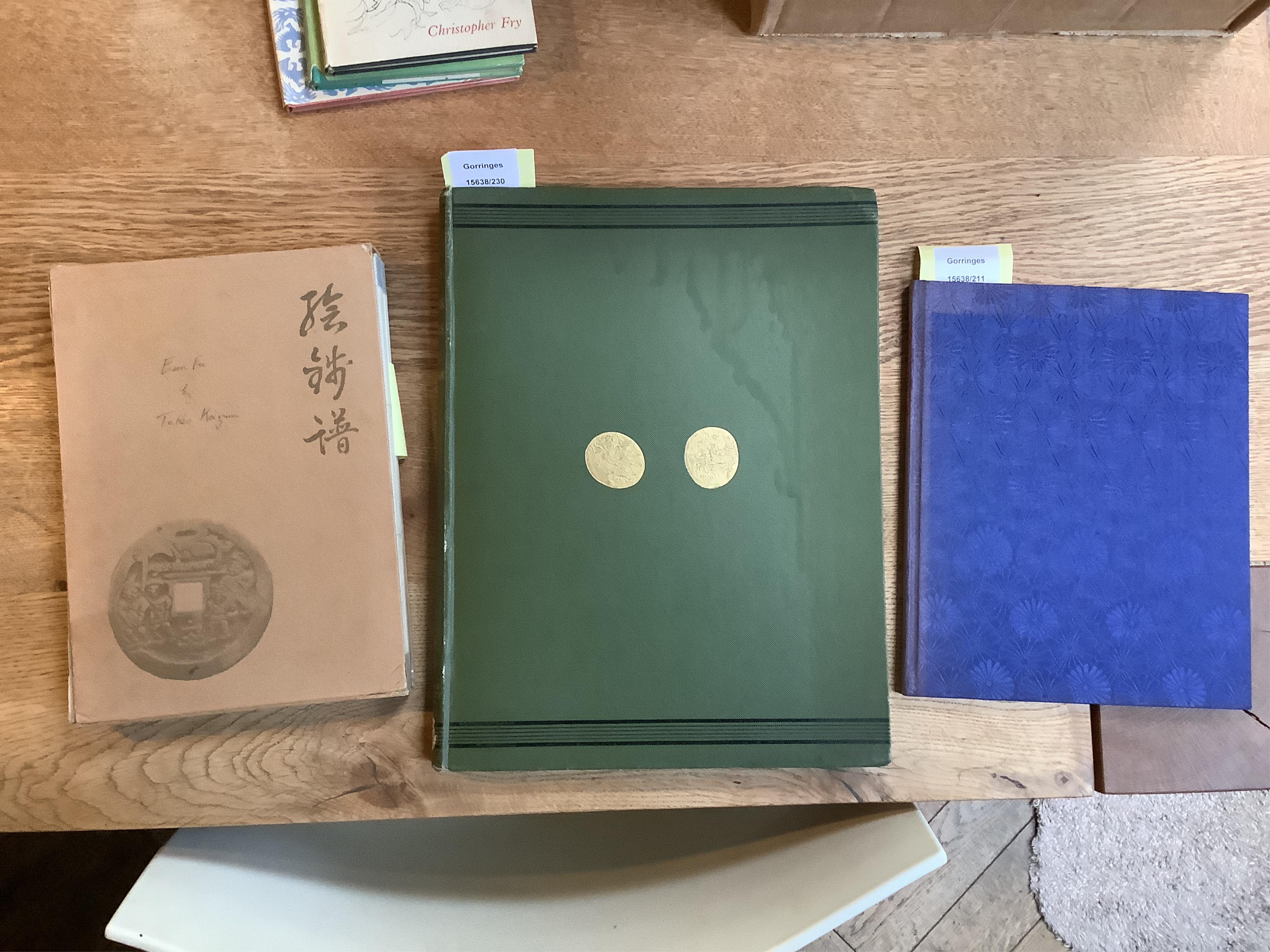 Gardner, Percy. Types of Greek Coins, 1883, original cloth; Koizumi, Takeo – Esen fu Record of Picture Coins, 1966 (2 vols); Harris, E.M. Medal Engraving, Bird & Bull 1991 (3)